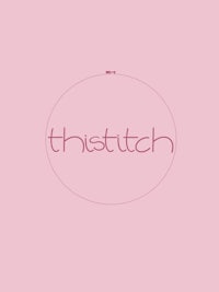 this stitch logo on a pink background